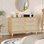 Commode de rangement de chambre à coucher, commode de placard moderne et naturelle avec poignées et pieds en bois, équipée de kits anti-basculement