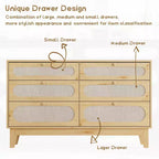 Commode de rangement de chambre à coucher, commode de placard moderne et naturelle avec poignées et pieds en bois, équipée de kits anti-basculement