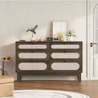 Commode de rangement de chambre à coucher, commode de placard moderne et naturelle avec poignées et pieds en bois, équipée de kits anti-basculement