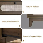 Commode de rangement de chambre à coucher, commode de placard moderne et naturelle avec poignées et pieds en bois, équipée de kits anti-basculement