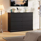 CuisinSmart Commode 8 tiroirs pour chambre à coucher, Commode avec tiroirs profonds, Commode horizontale en bois pour salon, couloir, chambre d'enfant