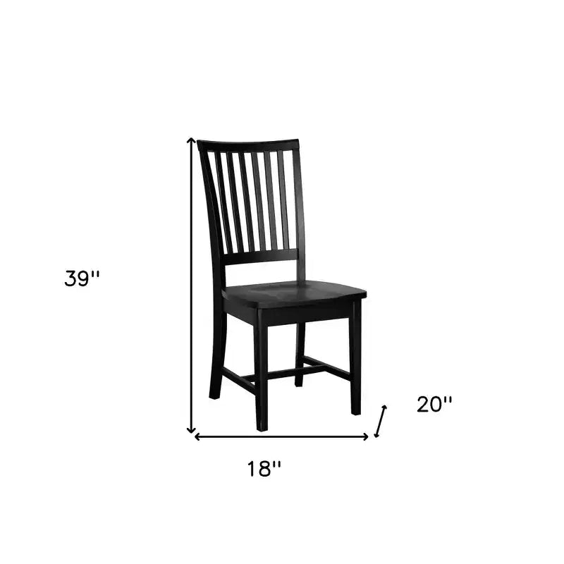 Chaise de salle à manger HomeRoots noire à dossier à lattes en bois