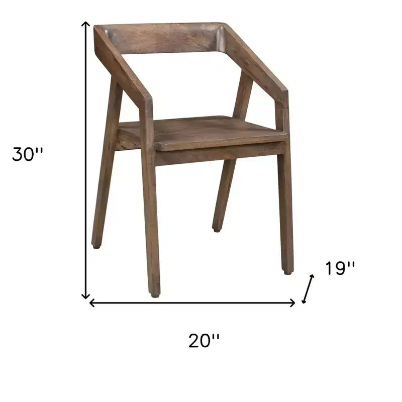 Chaise de salle à manger HomeRoots à dossier ouvert en bois massif marron foncé
