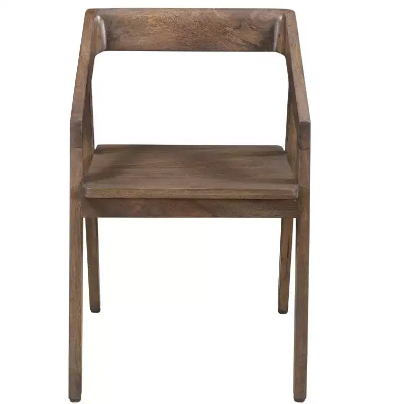 Chaise de salle à manger HomeRoots à dossier ouvert en bois massif marron foncé