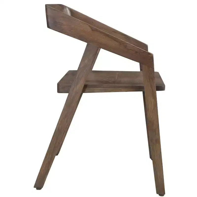 Chaise de salle à manger HomeRoots à dossier ouvert en bois massif marron foncé
