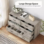Commode à 5 ou 6 tiroirs, commode de style rustique avec poignées en métal, organiseur de rangement moderne avec dispositif anti-basculement, commode haute en bois