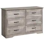 Commode à 5 ou 6 tiroirs, commode de style rustique avec poignées en métal, organiseur de rangement moderne avec dispositif anti-basculement, commode haute en bois