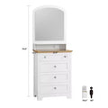 Zstar White Drawer Dresser with Mirro and LED Strip, 4 Drawer Cabinet with Cristal Knobs, Modern Makeup Vanity Table for Small Space
