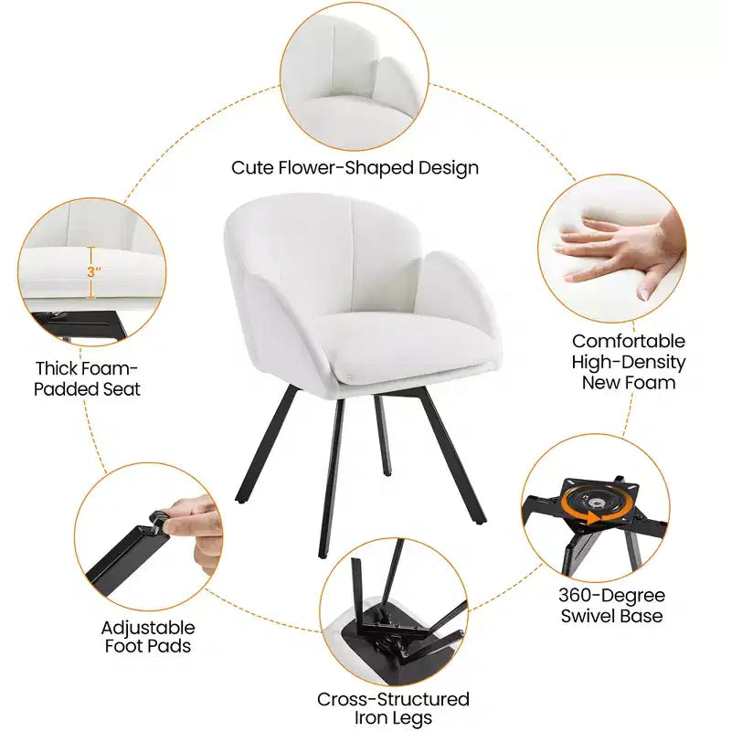 Yaheetech Lot de 2 fauteuils en forme de fleur avec coussin de siège amovible pour chambre à coucher, salon, bureau à domicile