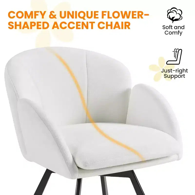 Yaheetech Lot de 2 fauteuils en forme de fleur avec coussin de siège amovible pour chambre à coucher, salon, bureau à domicile