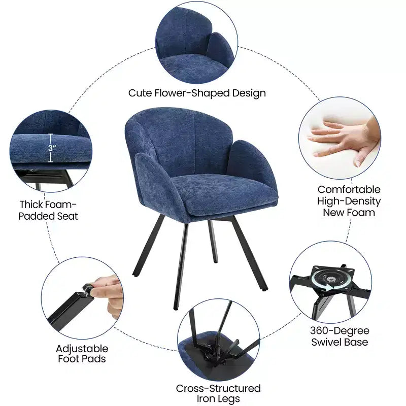Yaheetech Lot de 2 fauteuils en forme de fleur avec coussin de siège amovible pour chambre à coucher, salon, bureau à domicile