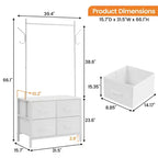 Portant à vêtements Zstar avec 4 tiroirs, Organisateur de placard autoportant, Commode à vêtements avec cadre en acier et plateau en bois