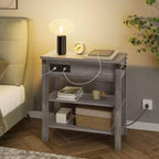 Table d'appoint Acekool avec plateau relevable, tiroir de rangement, ports USB et prises, table d'appoint avec étagères et sac de rangement pour petits espaces