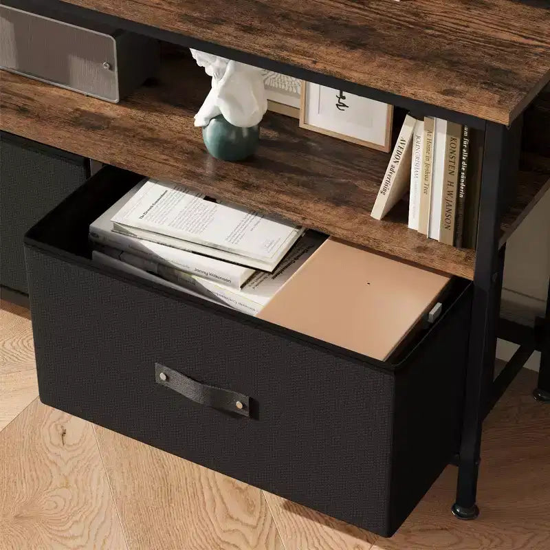 Meuble TV de 55 pouces pour salon, meuble TV avec 3 tiroirs, centre de divertissement compact avec solutions de rangement