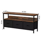 Meuble TV de 55 pouces pour salon, meuble TV avec 3 tiroirs, centre de divertissement compact avec solutions de rangement