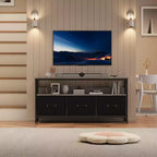 Meuble TV de 55 pouces pour salon, meuble TV avec 3 tiroirs, centre de divertissement compact avec solutions de rangement