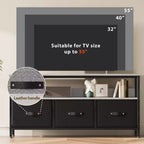 Meuble TV de 55 pouces pour salon, meuble TV avec 3 tiroirs, centre de divertissement compact avec solutions de rangement