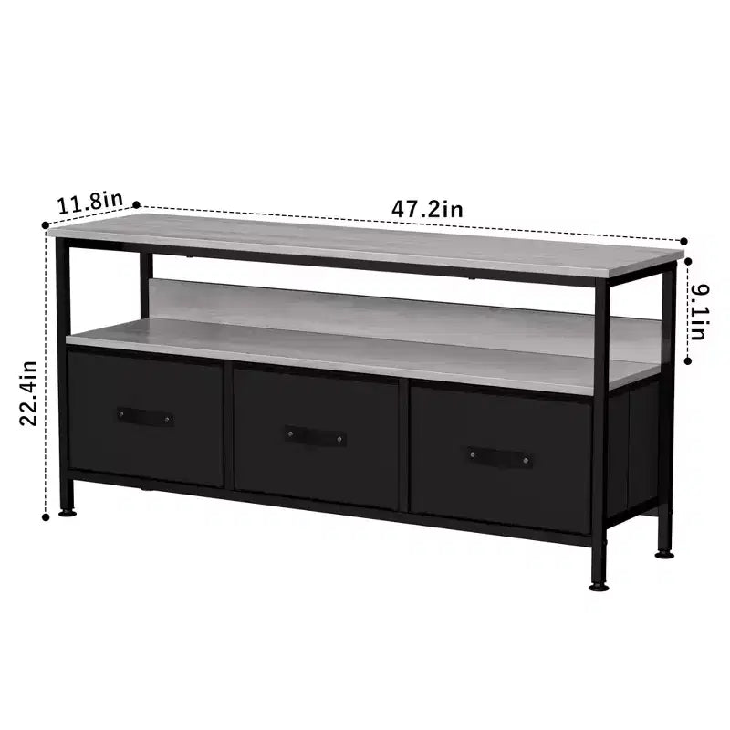 Meuble TV de 55 pouces pour salon, meuble TV avec 3 tiroirs, centre de divertissement compact avec solutions de rangement