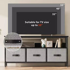 Meuble TV de 55 pouces pour salon, meuble TV avec 3 tiroirs, centre de divertissement compact avec solutions de rangement