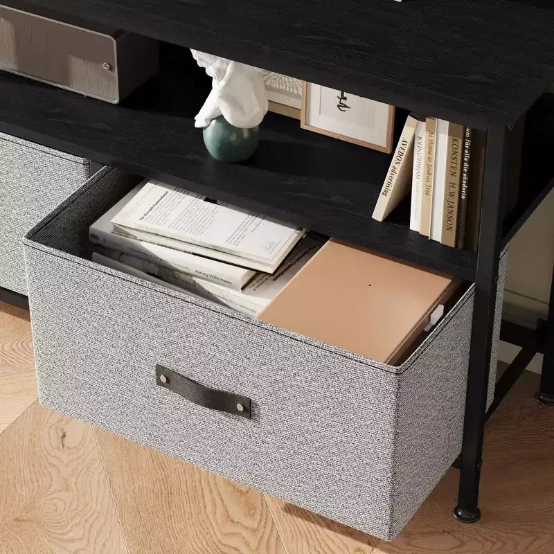 Meuble TV de 55 pouces pour salon, meuble TV avec 3 tiroirs, centre de divertissement compact avec solutions de rangement