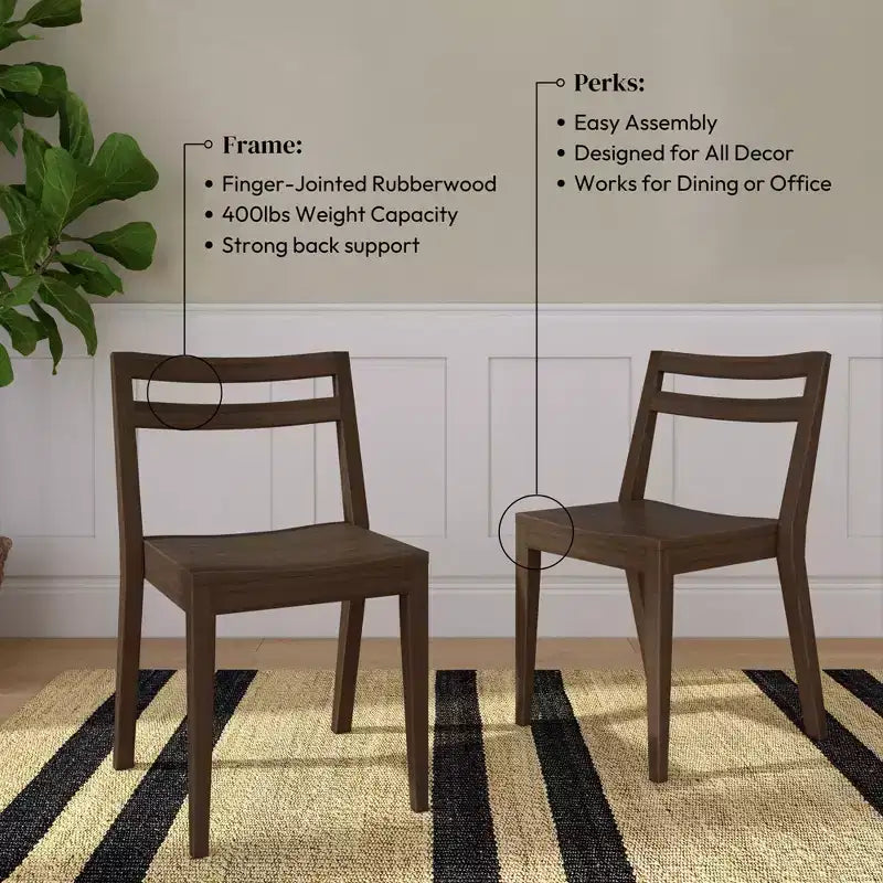 Now Furniture Chaises de salle à manger (lot de 2), chaises de cuisine modernes en bois massif
