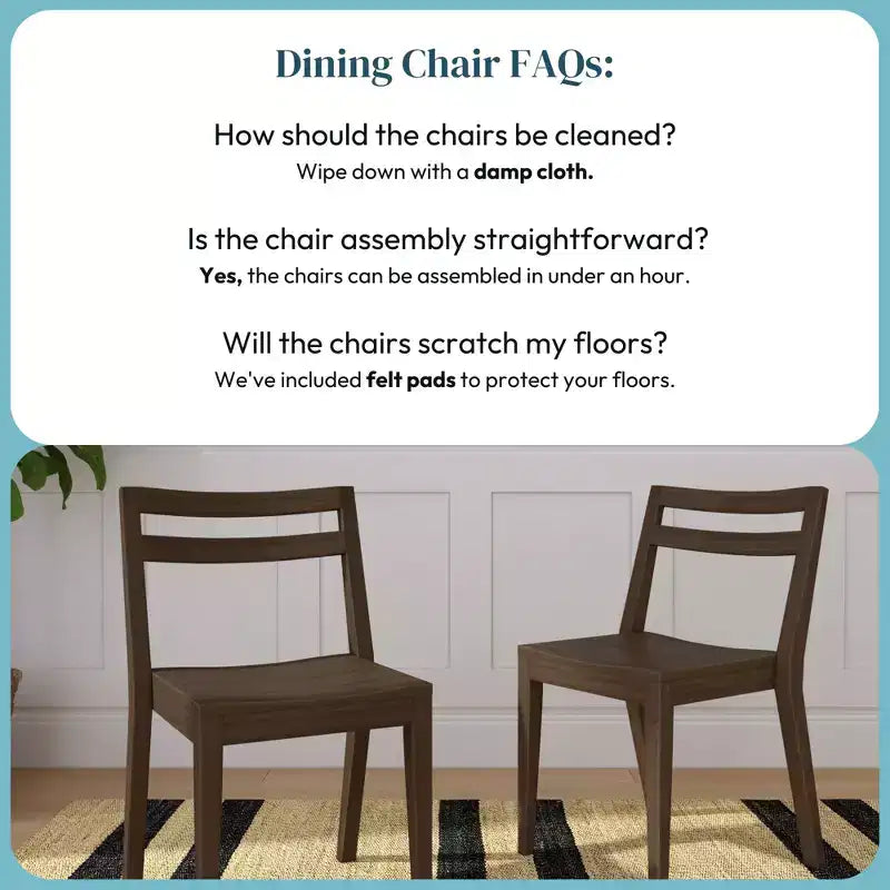 Now Furniture Chaises de salle à manger (lot de 2), chaises de cuisine modernes en bois massif