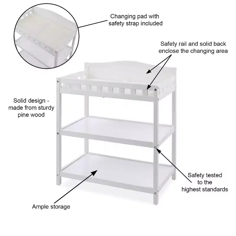 Table à langer bébé simplement élégante - Blanche