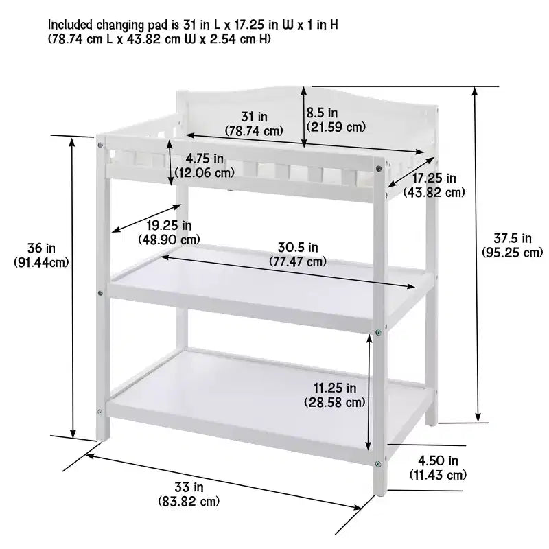 Table à langer bébé simplement élégante - Blanche