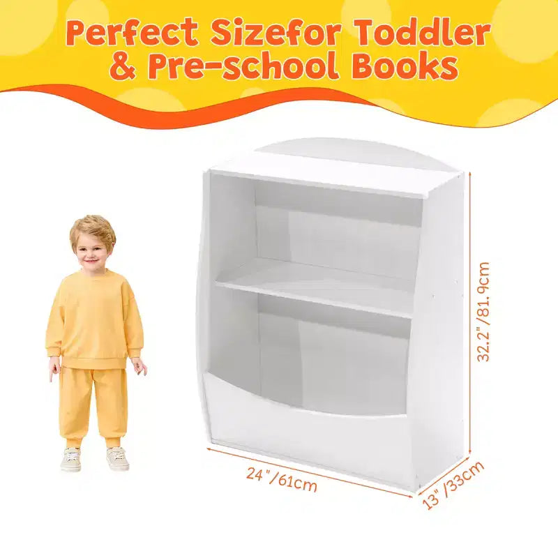 Étagère à livres pour enfants - Organisateur de rangement de livres, Bibliothèque à 2 niveaux pour enfants avec compartiments ouverts pour chambre à coucher, salon, salle de jeux