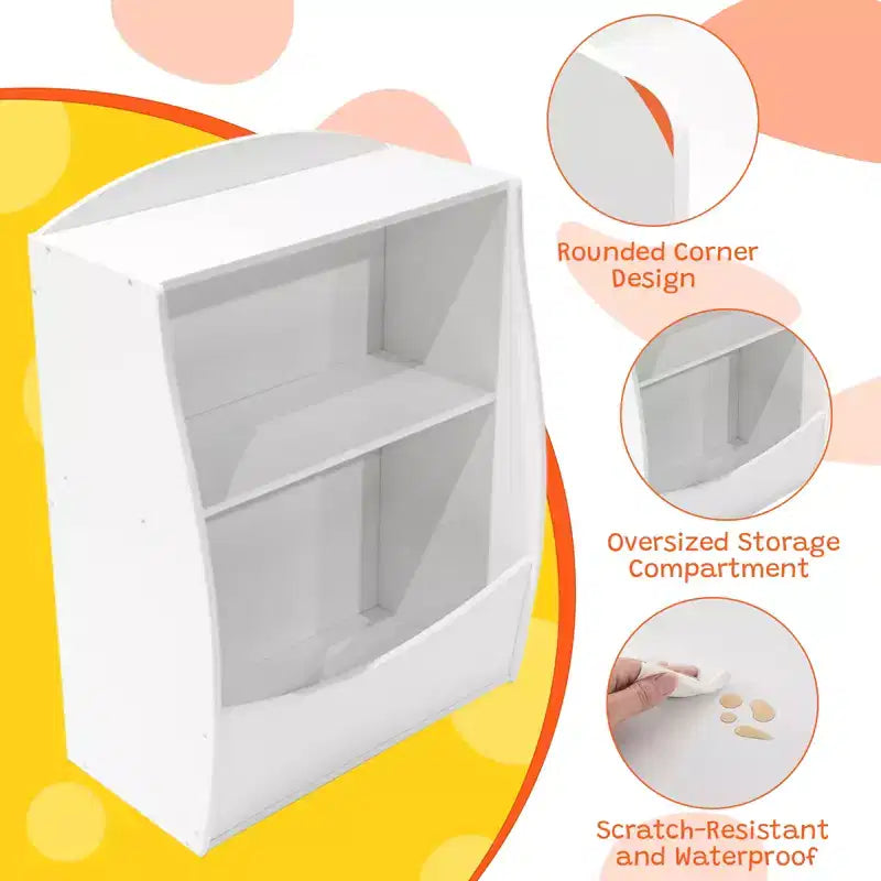Étagère à livres pour enfants - Organisateur de rangement de livres, Bibliothèque à 2 niveaux pour enfants avec compartiments ouverts pour chambre à coucher, salon, salle de jeux