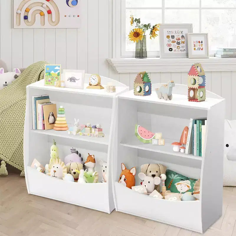 Étagère à livres pour enfants - Organisateur de rangement de livres, Bibliothèque à 2 niveaux pour enfants avec compartiments ouverts pour chambre à coucher, salon, salle de jeux