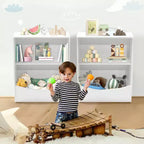 Étagère à livres pour enfants - Organisateur de rangement de livres, Bibliothèque à 2 niveaux pour enfants avec compartiments ouverts pour chambre à coucher, salon, salle de jeux