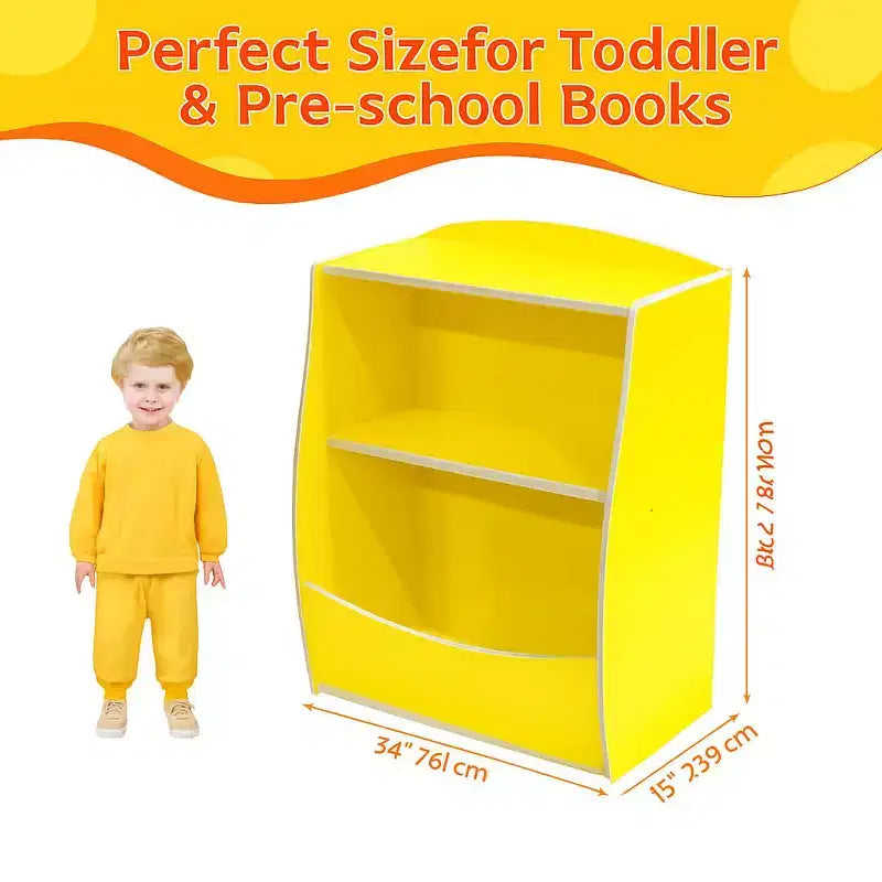 Étagère à livres pour enfants - Organisateur de rangement de livres, Bibliothèque à 2 niveaux pour enfants avec compartiments ouverts pour chambre à coucher, salon, salle de jeux