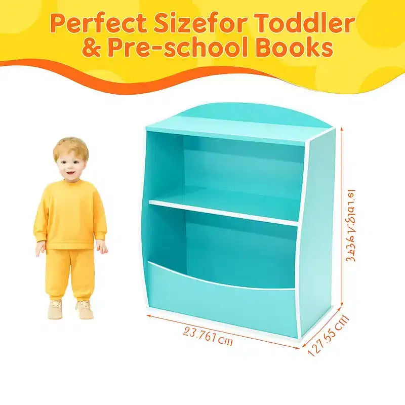 Étagère à livres pour enfants - Organisateur de rangement de livres, Bibliothèque à 2 niveaux pour enfants avec compartiments ouverts pour chambre à coucher, salon, salle de jeux
