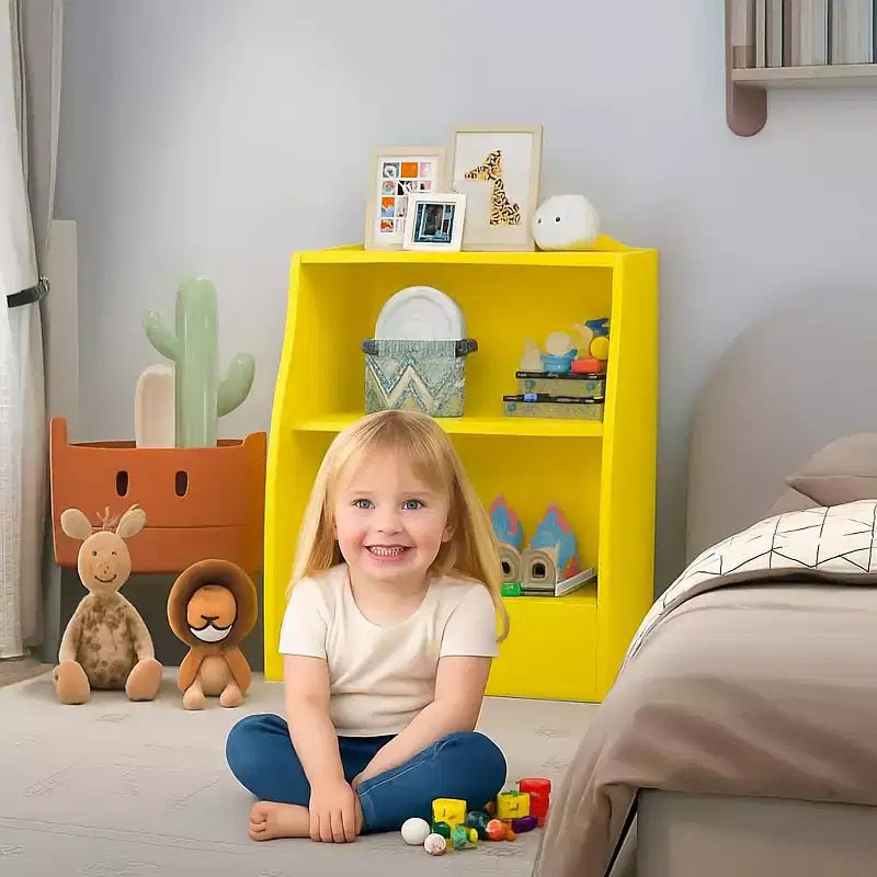 Étagère à livres pour enfants - Organisateur de rangement de livres, Bibliothèque à 2 niveaux pour enfants avec compartiments ouverts pour chambre à coucher, salon, salle de jeux