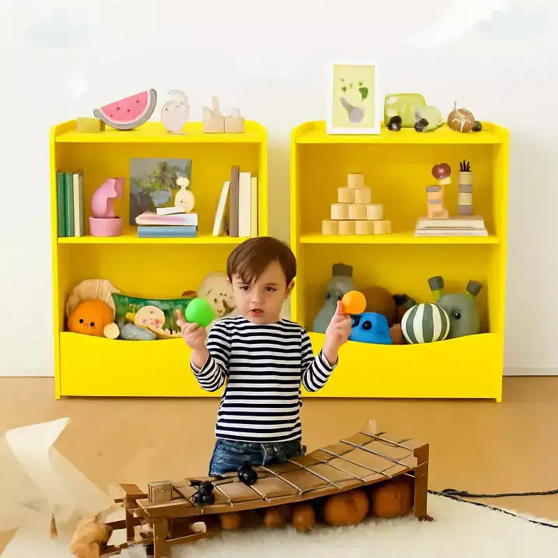Étagère à livres pour enfants - Organisateur de rangement de livres, Bibliothèque à 2 niveaux pour enfants avec compartiments ouverts pour chambre à coucher, salon, salle de jeux