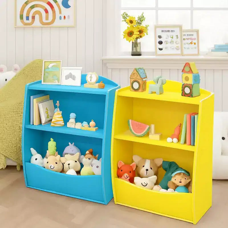 Étagère à livres pour enfants - Organisateur de rangement de livres, Bibliothèque à 2 niveaux pour enfants avec compartiments ouverts pour chambre à coucher, salon, salle de jeux
