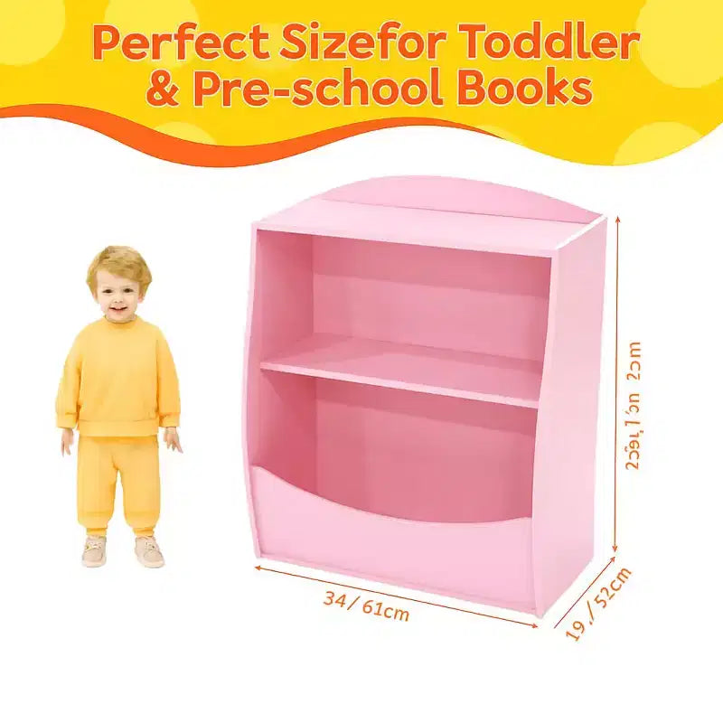 Étagère à livres pour enfants - Organisateur de rangement de livres, Bibliothèque à 2 niveaux pour enfants avec compartiments ouverts pour chambre à coucher, salon, salle de jeux