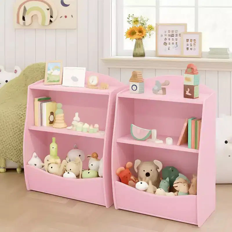 Étagère à livres pour enfants - Organisateur de rangement de livres, Bibliothèque à 2 niveaux pour enfants avec compartiments ouverts pour chambre à coucher, salon, salle de jeux