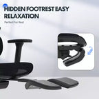FLEXISPOT C7 Chaise de bureau ergonomique avec repose-pieds, assise en maille, noire