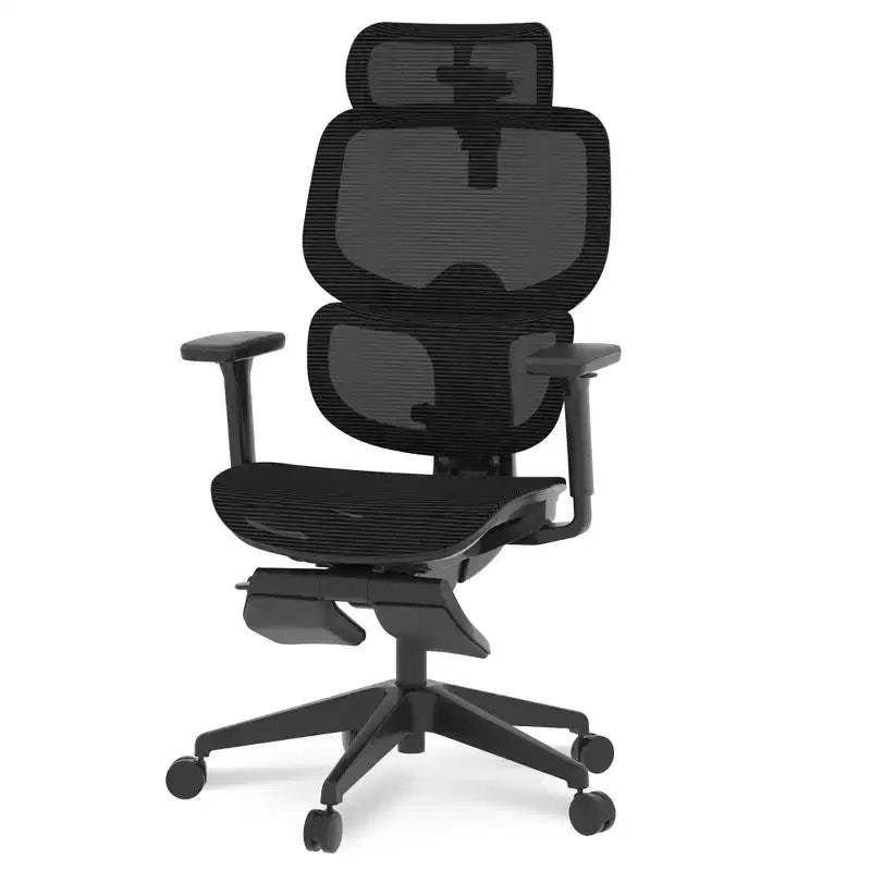 FLEXISPOT C7 Chaise de bureau ergonomique avec repose-pieds, assise en maille, noire