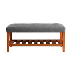 Banc ottoman Okak Modern à 2 niveaux, capitonné, avec étagère de rangement ouverte, banc de rangement rembourré pour l'entrée, le salon