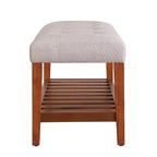 Banc ottoman Okak Modern à 2 niveaux, capitonné, avec étagère de rangement ouverte, banc de rangement rembourré pour l'entrée, le salon