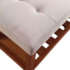 Banc ottoman Okak Modern à 2 niveaux, capitonné, avec étagère de rangement ouverte, banc de rangement rembourré pour l'entrée, le salon