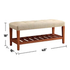 Banc ottoman Okak Modern à 2 niveaux, capitonné, avec étagère de rangement ouverte, banc de rangement rembourré pour l'entrée, le salon