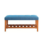 Banc ottoman Okak Modern à 2 niveaux, capitonné, avec étagère de rangement ouverte, banc de rangement rembourré pour l'entrée, le salon
