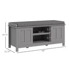 Banc de rangement fonctionnel Okak moderne avec portes coulissantes façon grange, banc à chaussures avec coussin en lin pour chambre à coucher, entrée