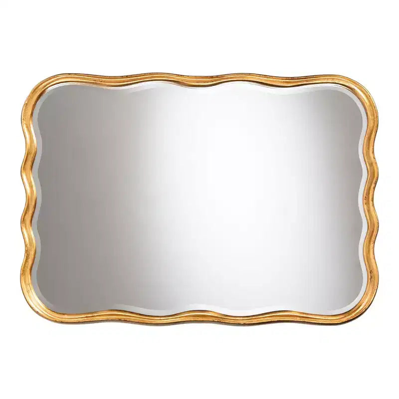 Miroir mural d'appoint en bois festonné Fredrika de Baxton Studio, finition or antique