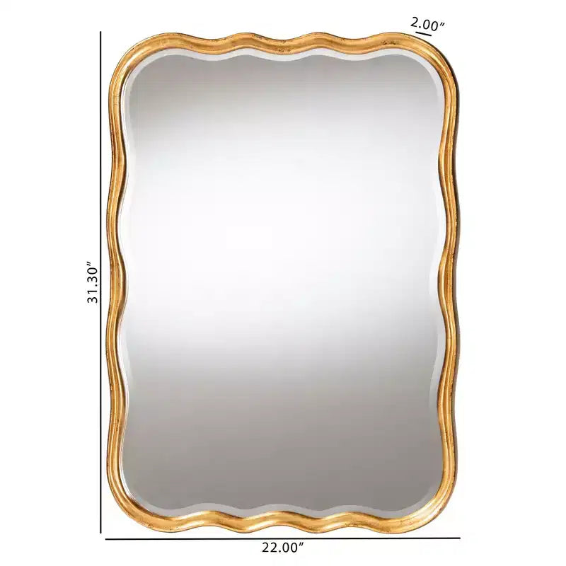 Miroir mural d'appoint en bois festonné Fredrika de Baxton Studio, finition or antique