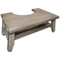 HomeRoots 8 Gray Solid Teak Bathroom Toilet Stool
